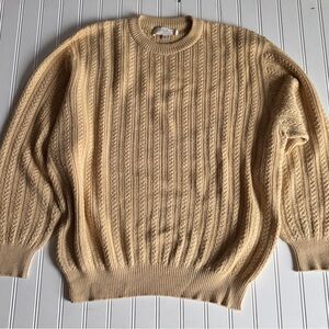 Vtg Men’s Next Alpaca and Silk Cable Knit  Sweater, Size L, Yellow/Taupe